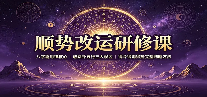 顺势改运研修课:八字喜用神核心,破除补五行三大误区,得令得地得势完整判断方法-续财库