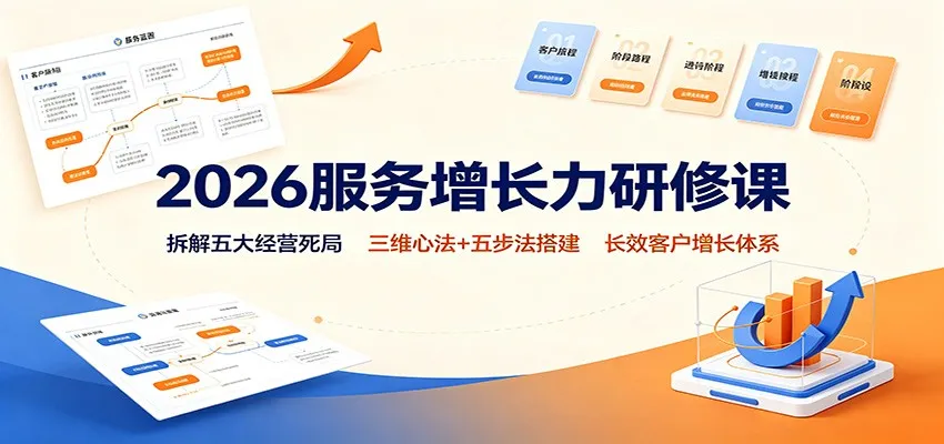 2026服务增长力研修课:拆解五大经营死局,三维心法+五步法搭建长效客户增长体系-续财库