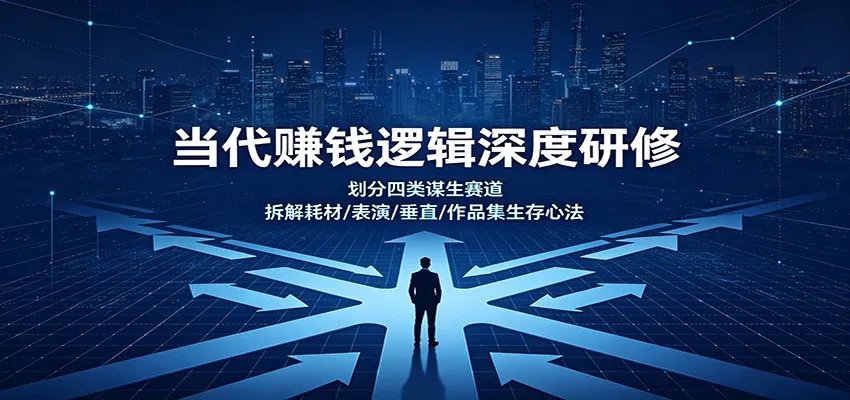 当代赚钱逻辑深度研修：划分四类谋生赛道，拆解耗材/表演/垂直/作品集生存心法-续财库