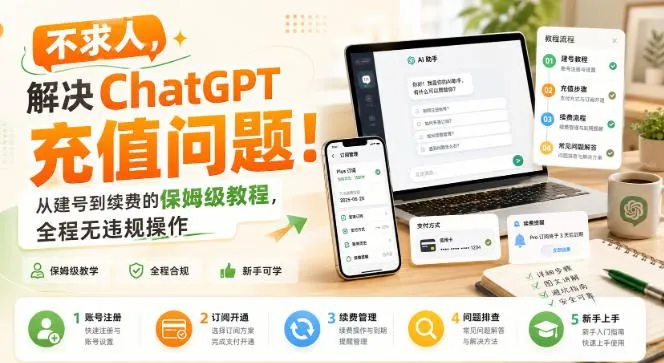 不求人，解决ChatGPT充值问题！从建号到续费的保姆级教程，全程无违规操作-续财库