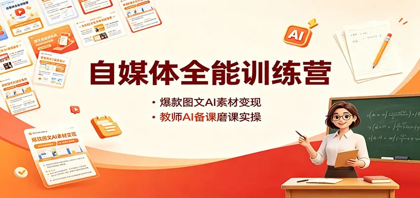 自媒体全能训练营：爆款图文AI素材变现，教师AI备课磨课实操-续财库