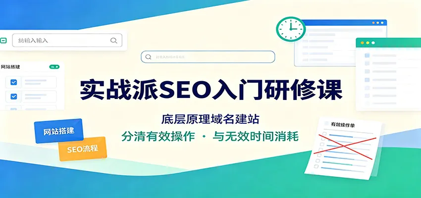 实战派SEO入门研修课:底层原理域名建站,分清有效操作与无效时间消耗-续财库