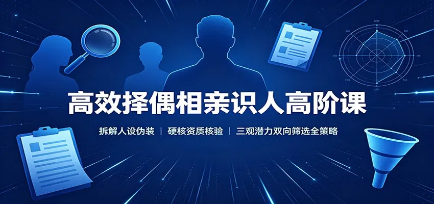 高效择偶相亲识人高阶课:拆解人设伪装,硬核资质核验,三观潜力双向筛选全策略-续财库