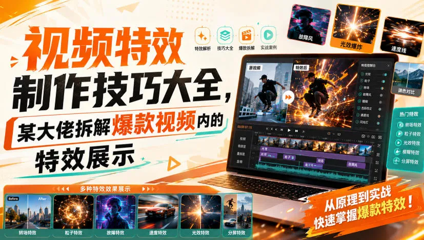 视频特效制作技巧大全，某大佬拆解爆款视频内的特效展示-续财库