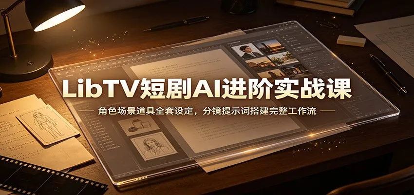 LibTV短剧AI进阶实战课：角色场景道具全套设定，分镜提示词搭建完整工作流-续财库