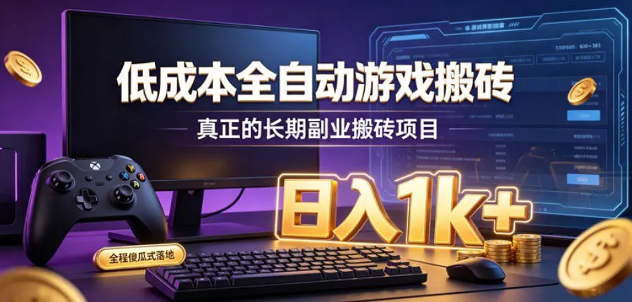 低成本全自动游戏搬砖,真正的长期副业搬砖项目,日入1k+,全程傻瓜式落地【揭秘】-续财库
