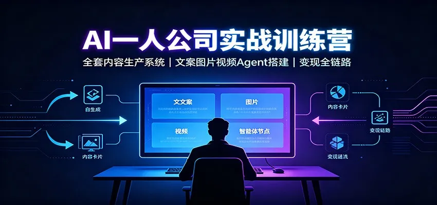AI创作一人公司实战训练营：全套内容生产系统，文案图片视频Agent搭建变现全链路-续财库