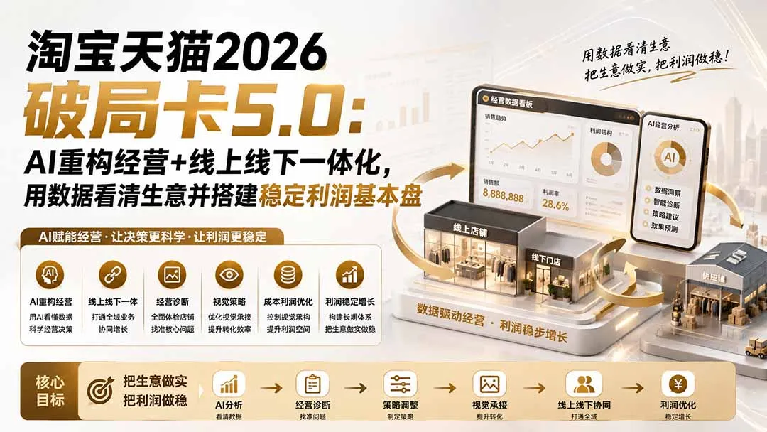 淘宝天猫2026破局卡5.0：AI重构经营+线上线下一体化，用数据看清生意并搭建稳定利润基本盘-续财库
