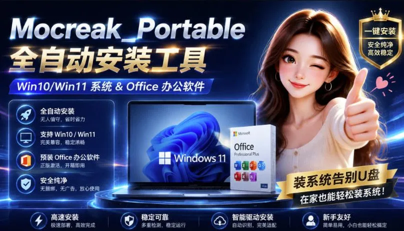 Mocreak全自动安装office和win10、win11系统，告别U盘装系统，使用安全可靠-续财库