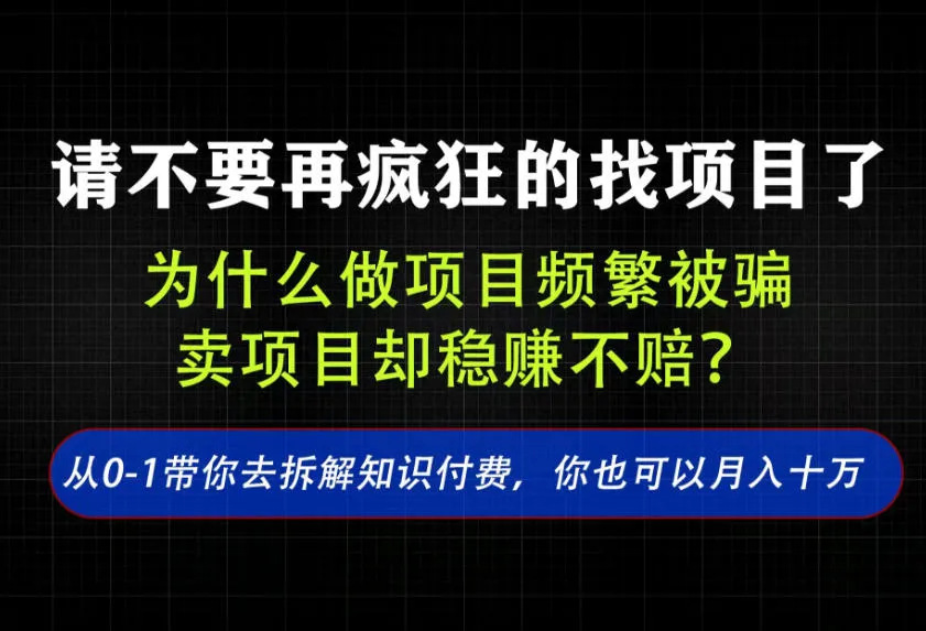 找项目?别傻了!卖项目才是真的一本万利!看完你全都懂了【揭秘】-续财库