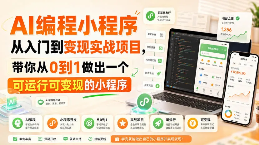 AI编程小程序从入门到变现实战项目,带你从0到1做出一个可运行可变现的小程序-续财库