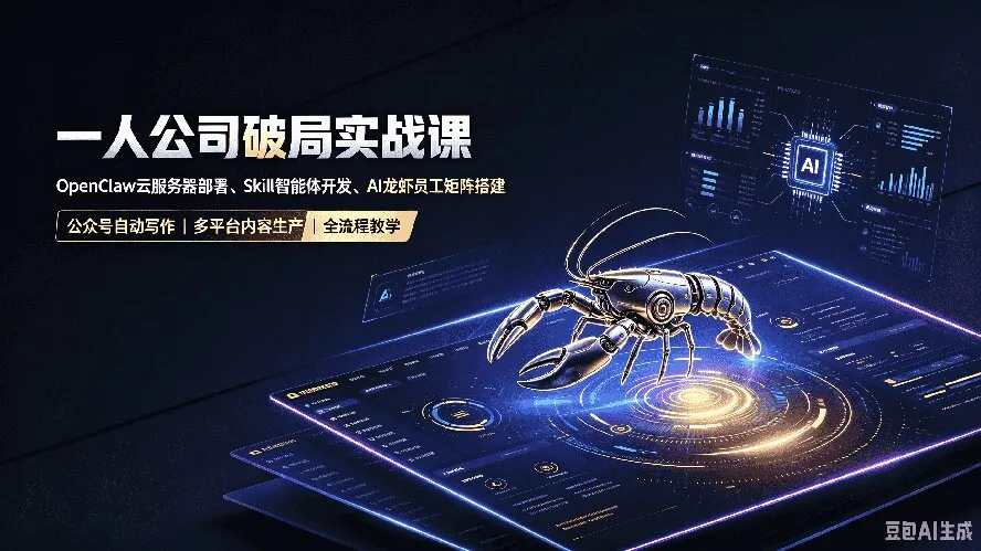 一人公司破局实战课｜OpenClaw云服务器部署、Skill智能体开发、AI龙虾员工矩阵搭建，公众号自动写作与多平台内容...-续财库