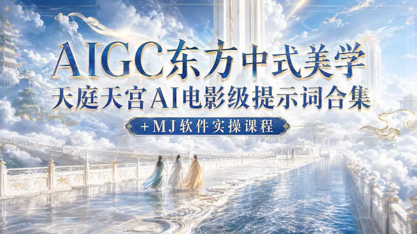 AIGC东方中式美学天庭天宫AI电影级提示词合集+MJ软件实操课程-续财库