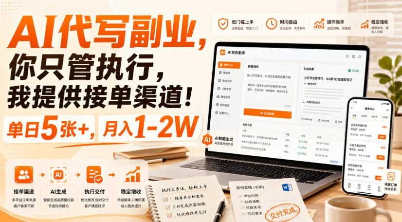 AI代写副业,你只管执行,我提供接单渠道!单日5张+,月入1-2W【揭秘】-续财库