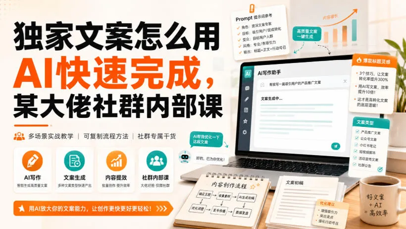 独家文案怎么用AI快速完成，某大佬社群内部课-续财库