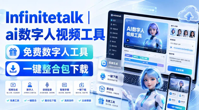 Infinitetalk丨ai数字人视频工具，免费数字人工具，一键整合包下载-续财库