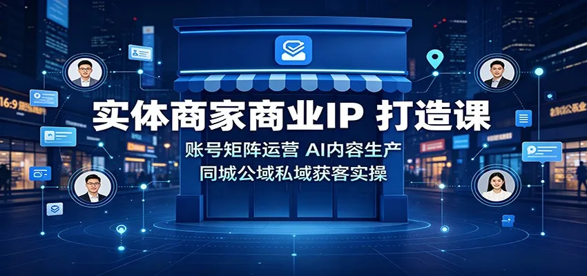 实体商家商业IP打造课:账号矩阵运营,AI内容生产,同城公域私域获客实操-续财库