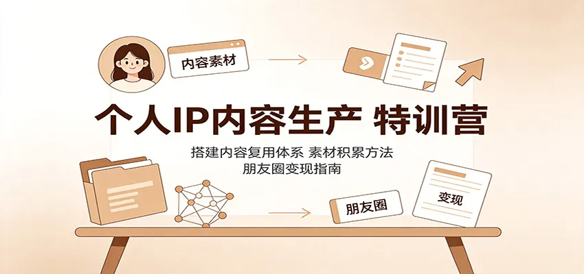 个人IP内容生产特训营：搭建内容复用体系，素材积累方法，朋友圈变现指南-续财库