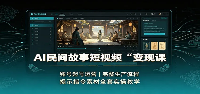 AI民间故事短视频变现课:账号起号运营,完整生产流程,提示指令素材全套实操教学-续财库