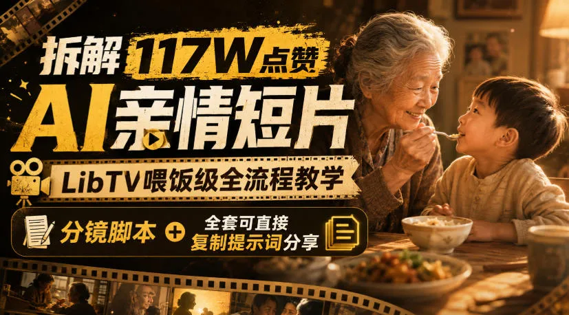 拆解117W点赞AI亲情短片，LibTV喂饭级全流程教学，分镜脚本+全套可直接复制提示词分享-续财库