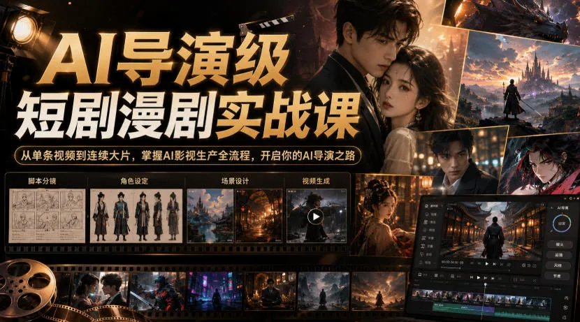 AI导演级短剧漫剧实战课,从单条视频到连续大片,掌握AI影视生产全流程,开启你的AI导演之路!-续财库