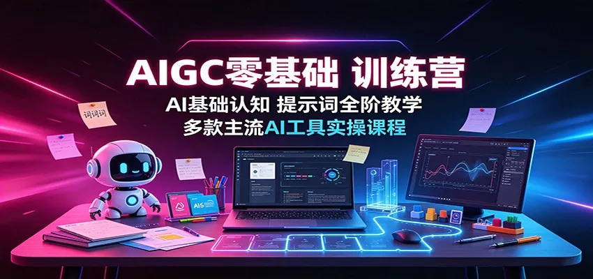AIGC零基础训练营:AI基础认知,提示词全阶教学,多款主流AI工具实操课程-续财库