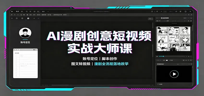 AI漫剧创意短视频实战大师课：账号定位脚本创作，图文转视频，漫剧全流程落地教学-续财库