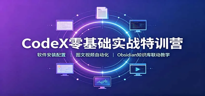 CodeX零基础实战特训营：软件安装配置，图文视频自动化，Obsidian知识库联动教学-续财库