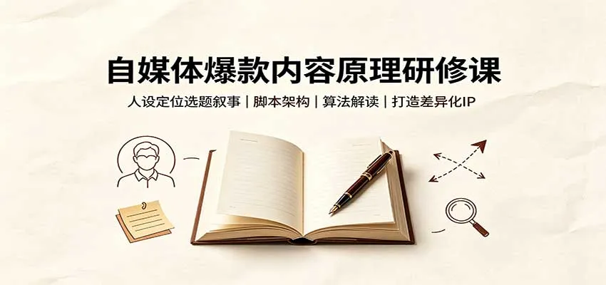 自媒体爆款内容原理研修课:人设定位选题叙事,脚本架构,算法解读打造差异化IP-续财库