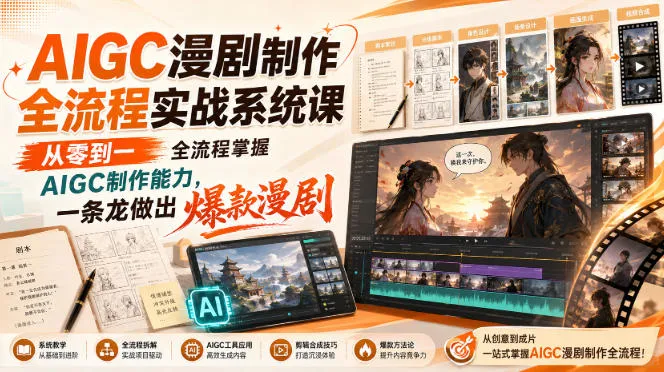 AIGC漫剧制作全流程实战系统课，从零到一全流程掌握AIGC制作能力，一条龙做出爆款漫剧-续财库