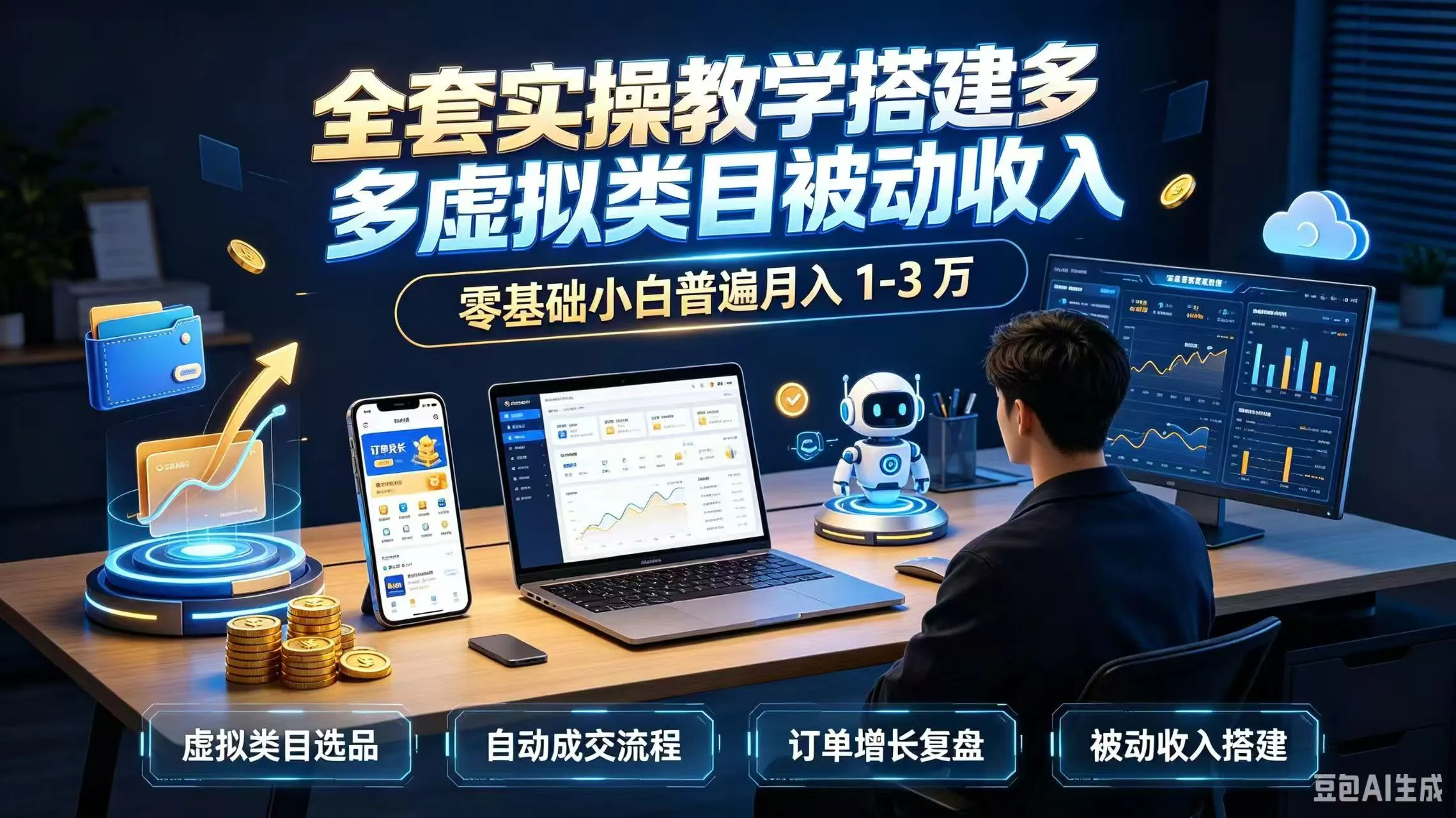 全套实操教学搭建多多虚拟类目被动收入,零基础小白普遍月入 1-3 万-续财库