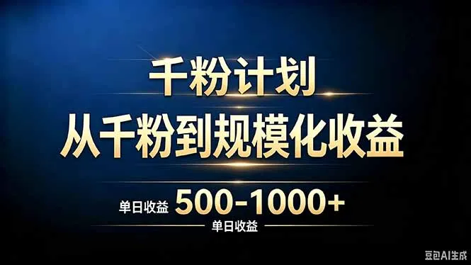 抖音千粉账号计划，从千粉到规模化收益 500-1000+单日收益-续财库