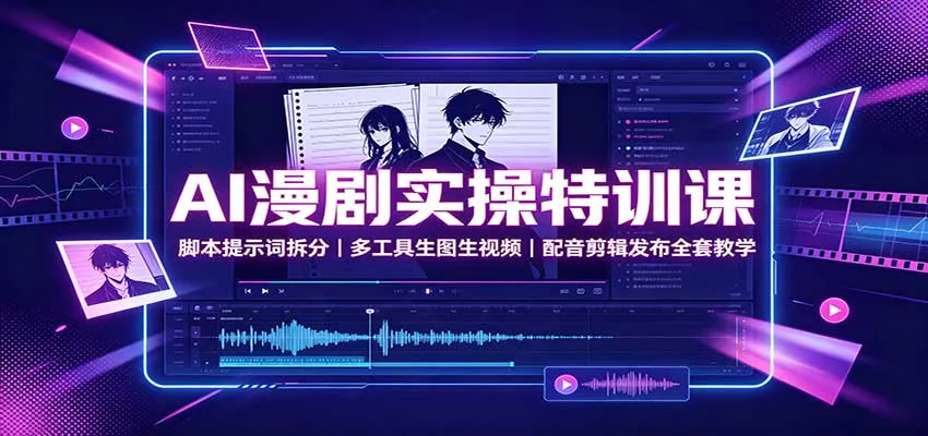 AI漫剧实操特训课:脚本提示词拆分,多工具生图生视频,配音剪辑发布全套教学-续财库