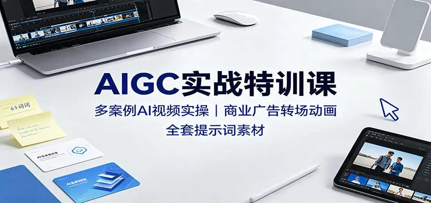 AIGC实战特训课:多案例AI视频实操,商业广告转场动画,全套提示词素材-续财库