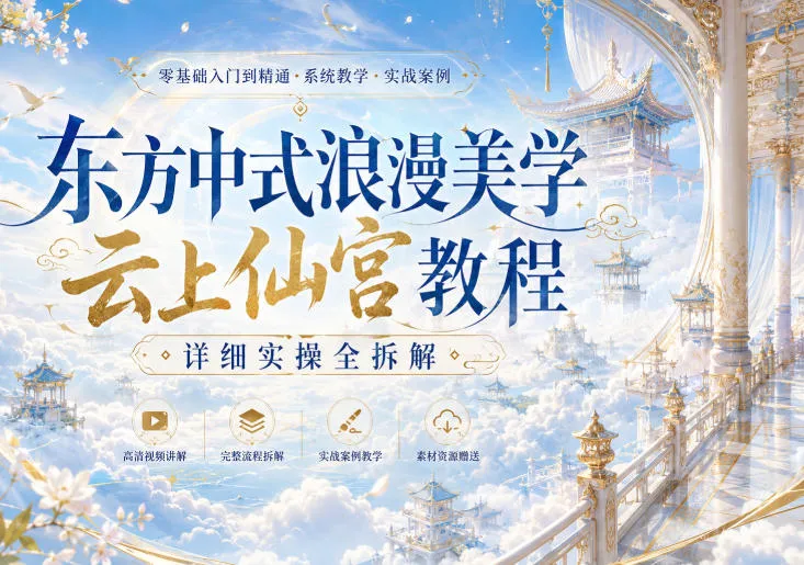 东方中式浪漫美学云上仙宫教程,详细实操全拆解-续财库