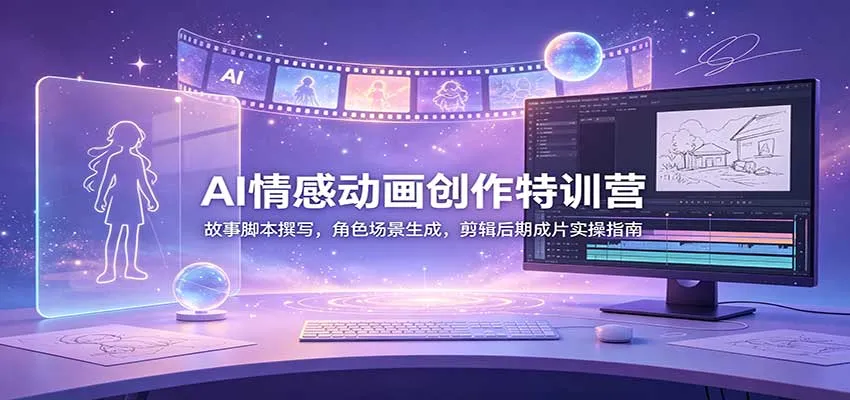 AI情感动画创作特训营:故事脚本撰写,角色场景生成,剪辑后期成片实操指南-续财库
