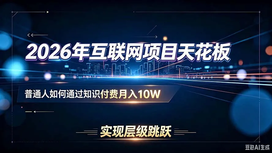 2026年互联网项目天花板：普通人如何通过知识付费月入10W，实现层级跳跃-续财库