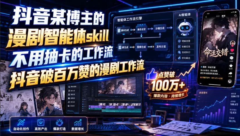 抖音某博主的漫剧智能体skill,不用抽卡的工作流,抖音破百万赞的漫剧工作流(更新)-续财库