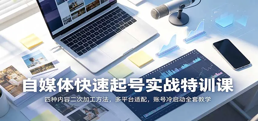 自媒体快速起号实战特训课:四种内容二次加工方法,多平台适配,账号冷启动全套教学-续财库