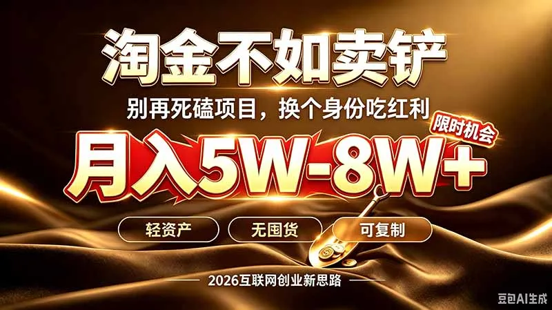 别再傻乎乎埋头跑项目!互联网真正赚钱逻辑:做卖铲人,拒绝当韭菜,逆风翻盘月入5-8W+-续财库