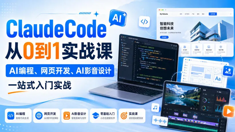 Claude Code从0到1实战课,AI编程、网页开发、AI影音设计一站式入门实战(更新)-续财库