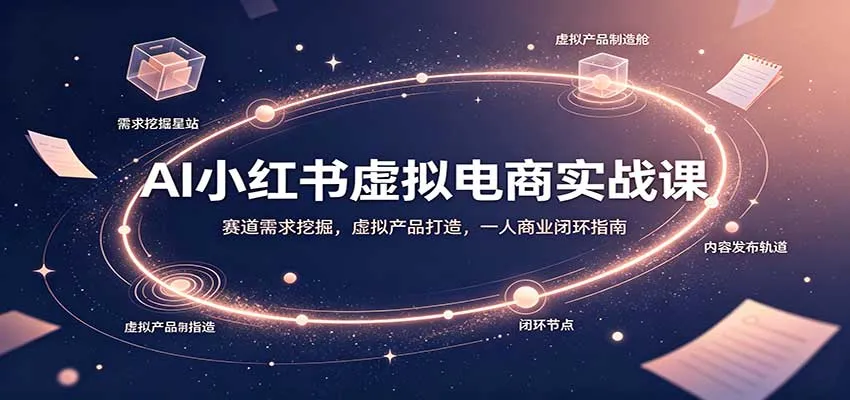 AI小红书虚拟电商实战课:赛道需求挖掘,虚拟产品打造,一人商业闭环指南-续财库