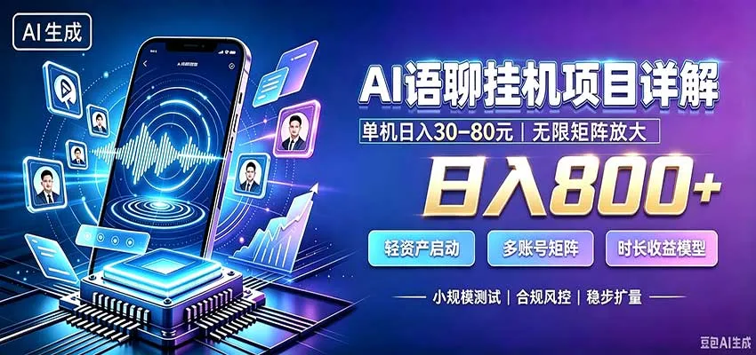 AI语聊挂机，日入800+，适用个人副业，工作室矩阵操作-续财库