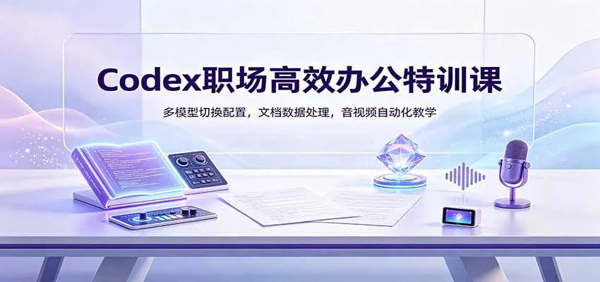 Codex职场高效办公特训课:多模型切换配置,文档数据处理,音视频自动化教学-续财库