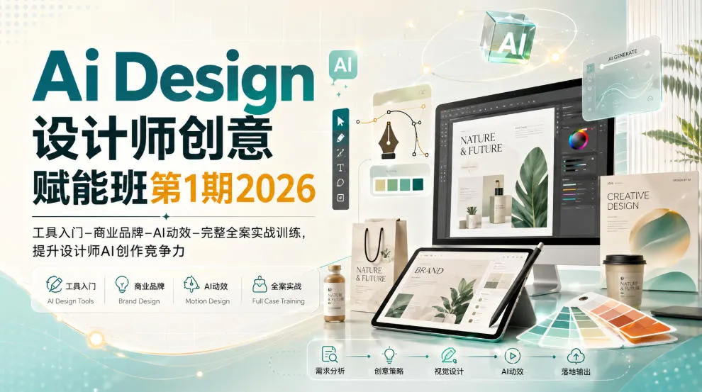 Ai Design设计师创意赋能班第1期2026｜工具入门‑商业品牌‑AI动效‑完整全案实战训练，提升设计师AI创作竞争力-续财库