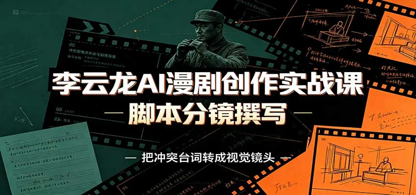 李云龙AI漫剧创作实战课:角色人设还原,脚本分镜撰写,AI漫剧成片完整制作教学-续财库