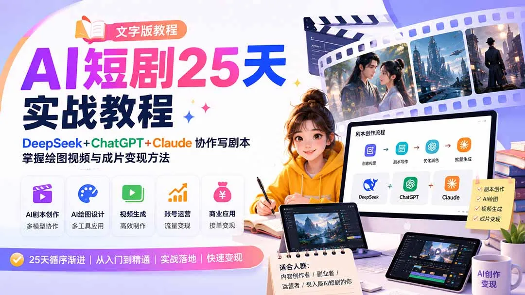 AI短剧25天实战教程(文字版教程-续财库
