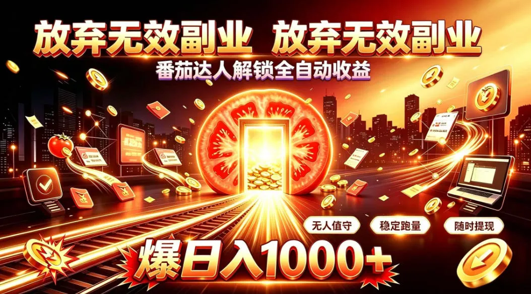 放弃无效副业,番茄达人解锁全自动收益,日入1k+,门槛最低的线上轻资产项目【揭秘】-续财库