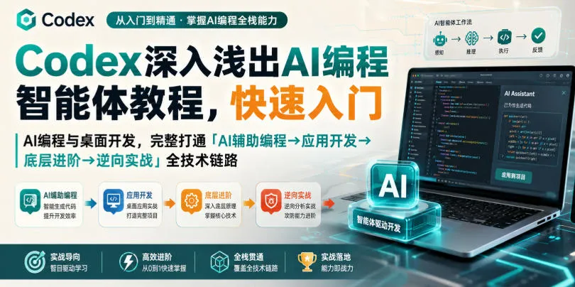Codex深入浅出AI编程智能体教程,快速入门AI编程与桌面开发,打通「AI辅助编程→应用开发→底层进阶→逆向实战」全技术链路-续财库