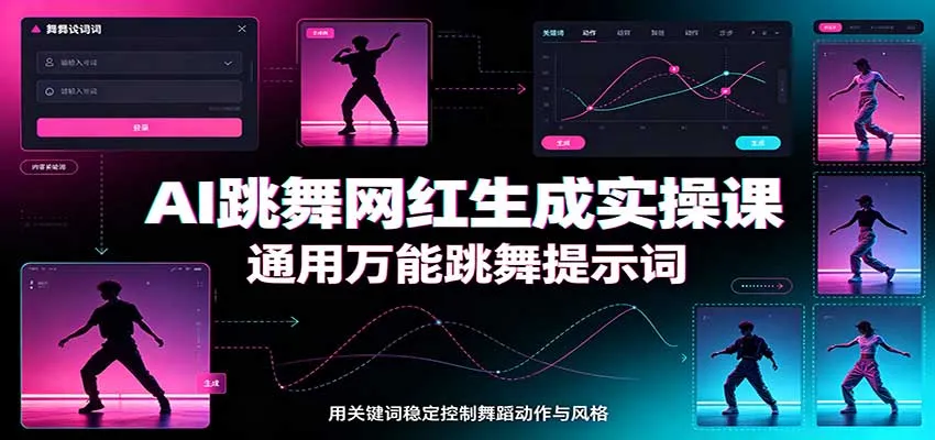 AI跳舞网红生成实操课：通用万能跳舞提示词，多模型适配，人物舞蹈视频制作全套教学-续财库